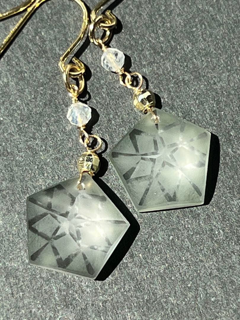 ＊14kgf ロッククリスタル プレシジョンハンドカットピアス