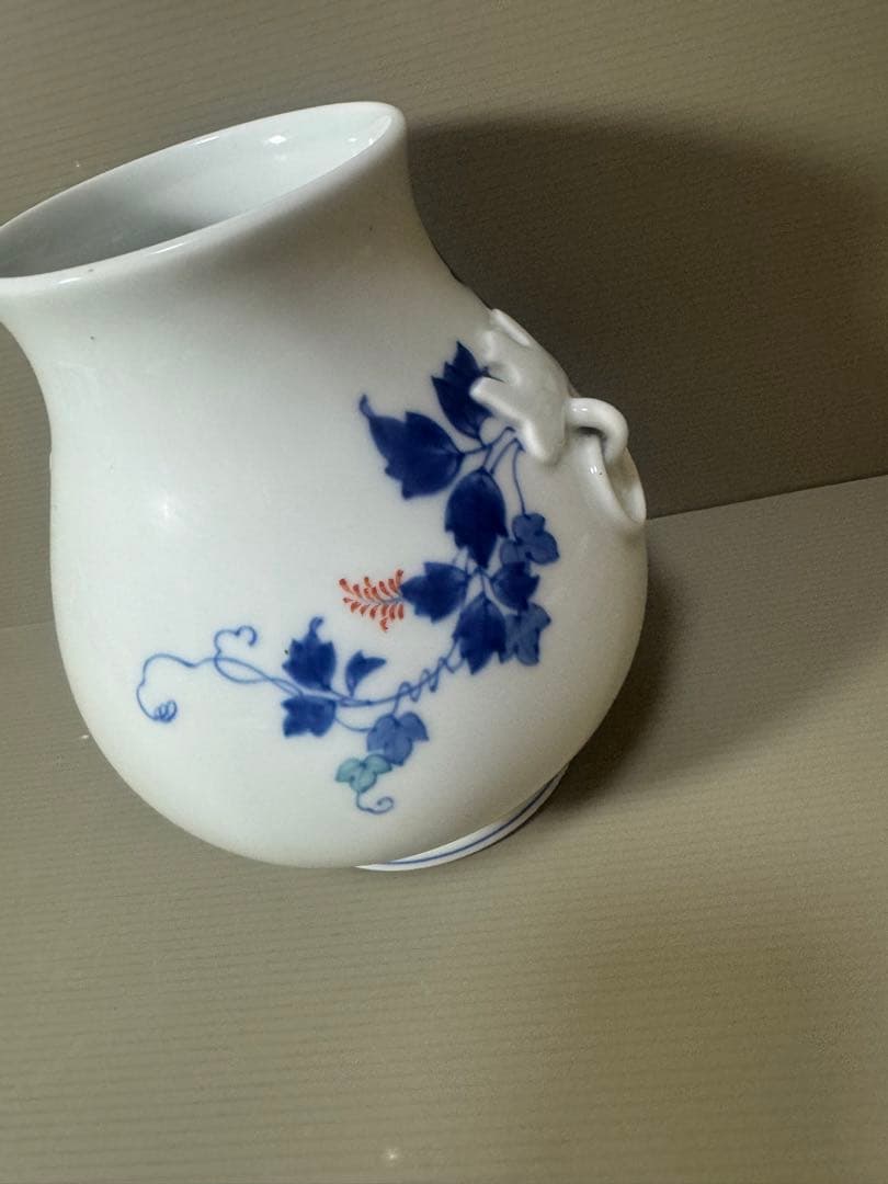 2075 香蘭社　色絵花草　花瓶　時代物