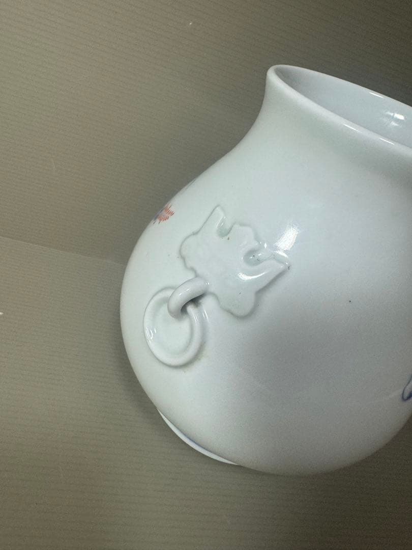 2075 香蘭社　色絵花草　花瓶　時代物