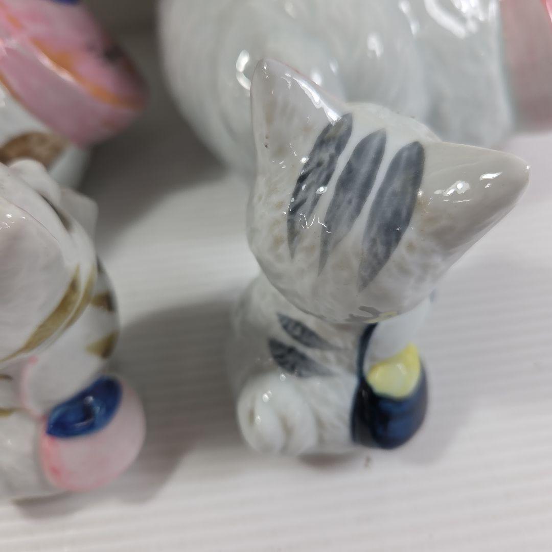 お願いネコ 1990年代 岐阜 美濃焼 陶器製 開運アップ 4匹