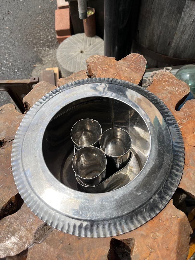 切り株花台、切り株花器、木株火鉢、 盆栽展示台、盆栽台、鉢カバー、こぶ付き台座