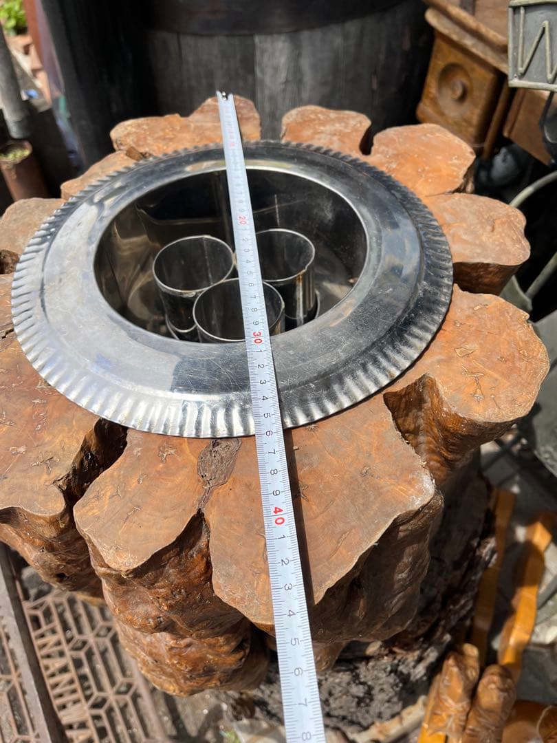 切り株花台、切り株花器、木株火鉢、 盆栽展示台、盆栽台、鉢カバー、こぶ付き台座