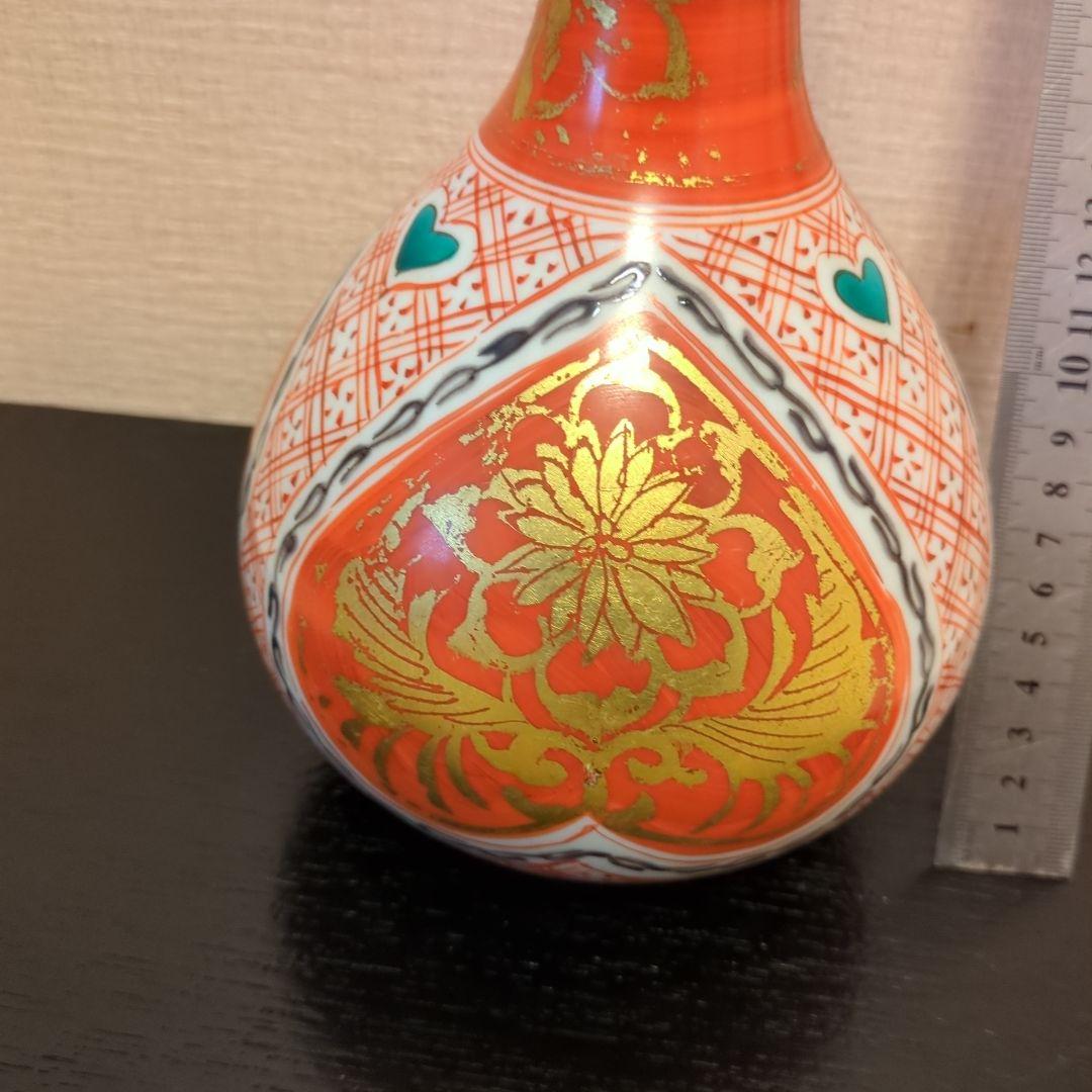 お値下げ陶器花瓶 金箔装飾 骨董金箔 送料無料