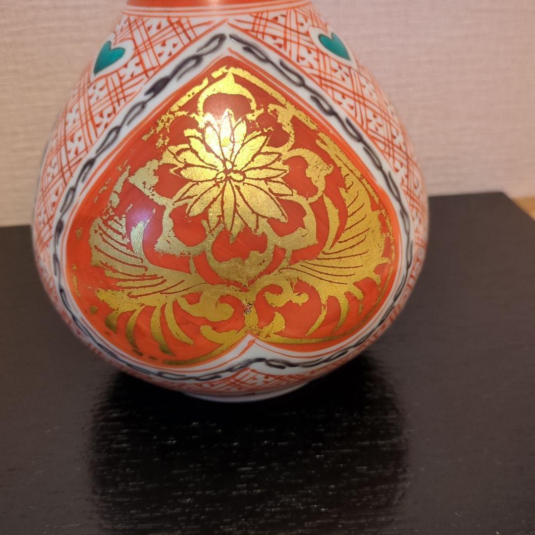 お値下げ陶器花瓶 金箔装飾 骨董金箔 送料無料