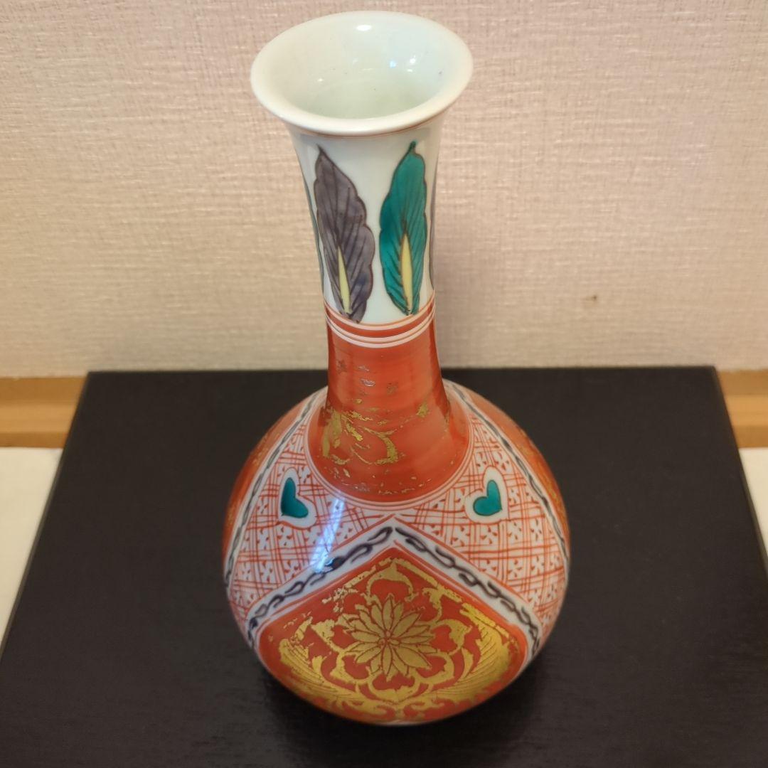お値下げ陶器花瓶 金箔装飾 骨董金箔 送料無料