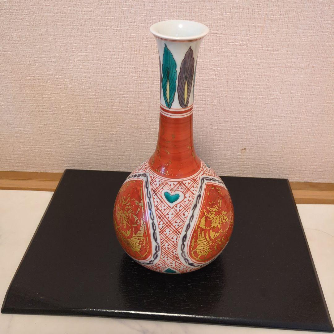 お値下げ陶器花瓶 金箔装飾 骨董金箔 送料無料