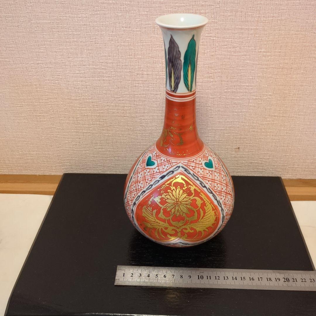 お値下げ陶器花瓶 金箔装飾 骨董金箔 送料無料
