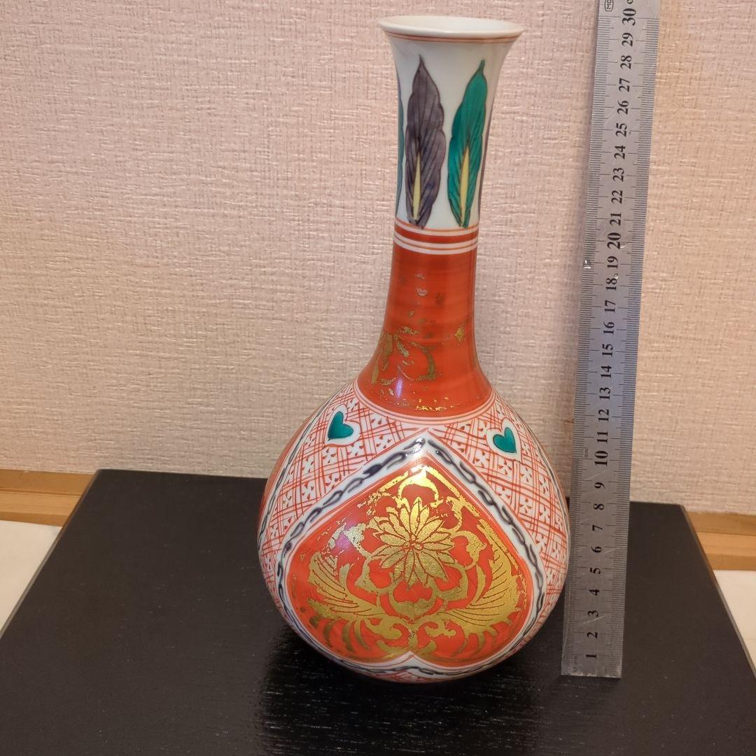 お値下げ陶器花瓶 金箔装飾 骨董金箔 送料無料