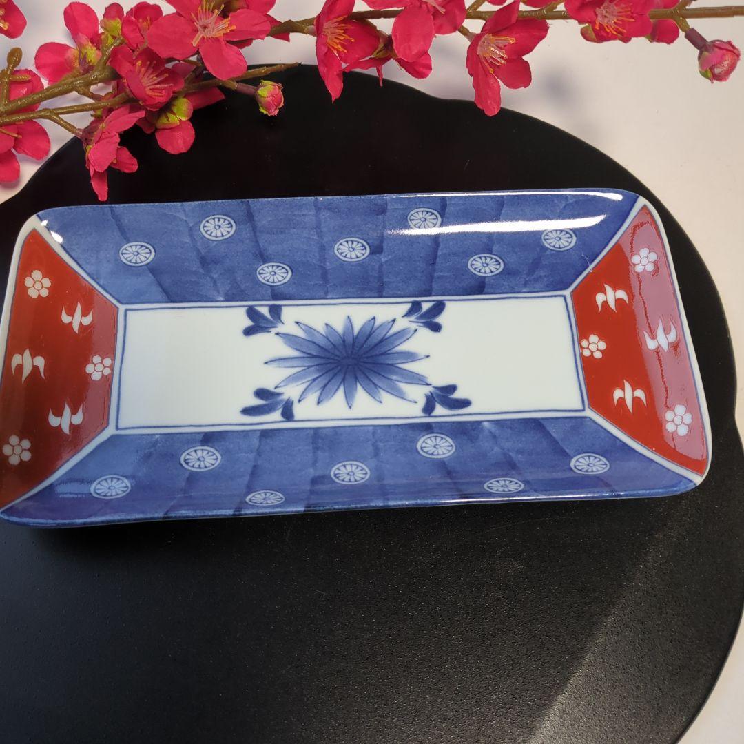 有田焼　清秀窯　献上錦　焼物皿　長角皿　絵変わり5枚揃