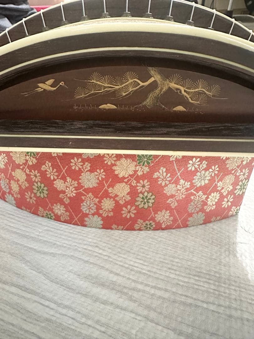 琴 13弦 和楽器 蒔絵 並甲 木目美品