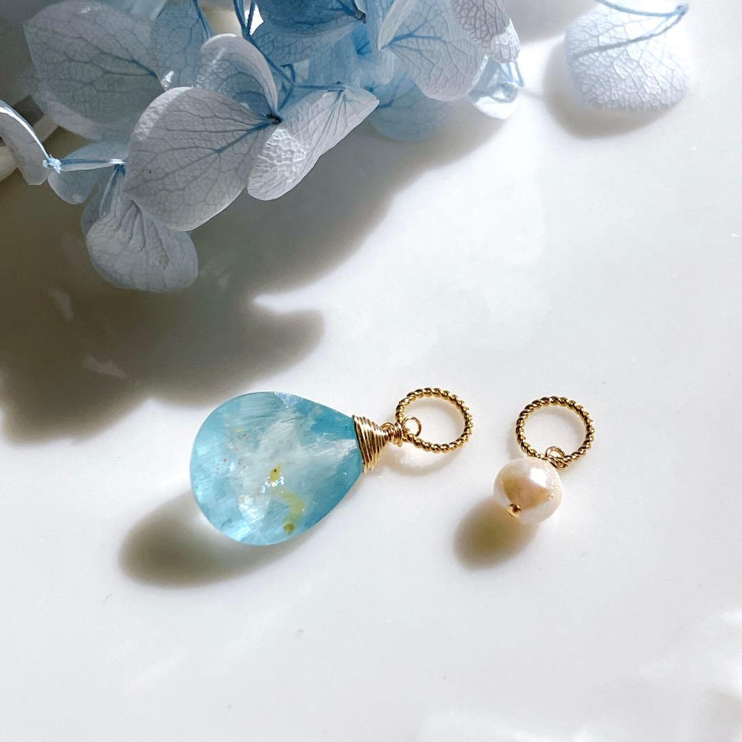 tama◆ラブラドライト/ルチルクォーツ ダブレットストーンチャーム