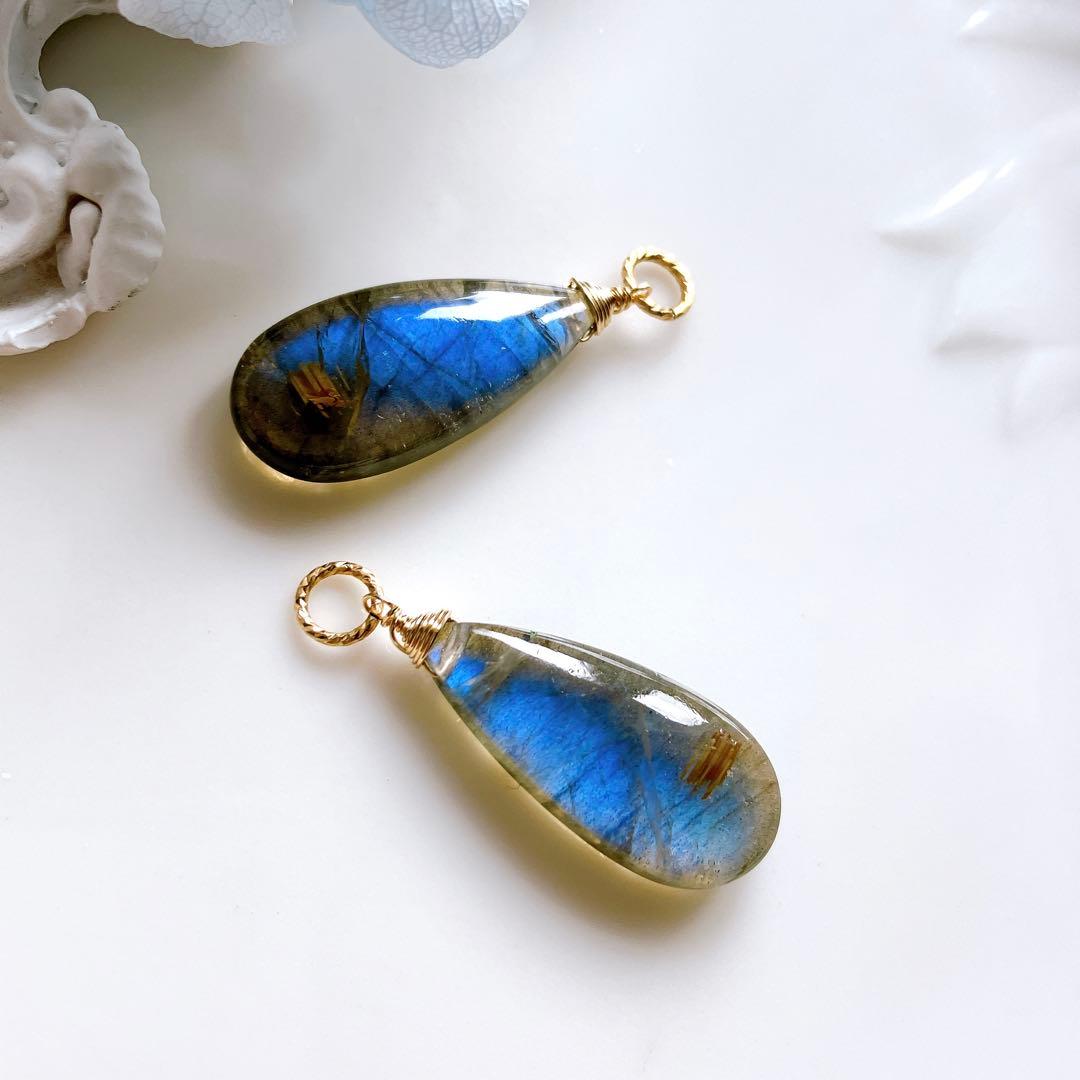 tama◆ラブラドライト/ルチルクォーツ ダブレットストーンチャーム