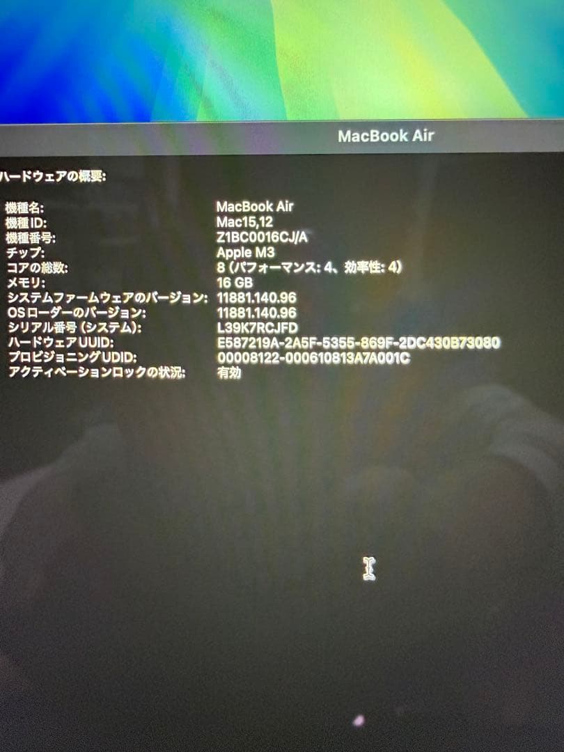 【整備済】MacBookAirM3 13.6 16GBメモリ 256GBSSD