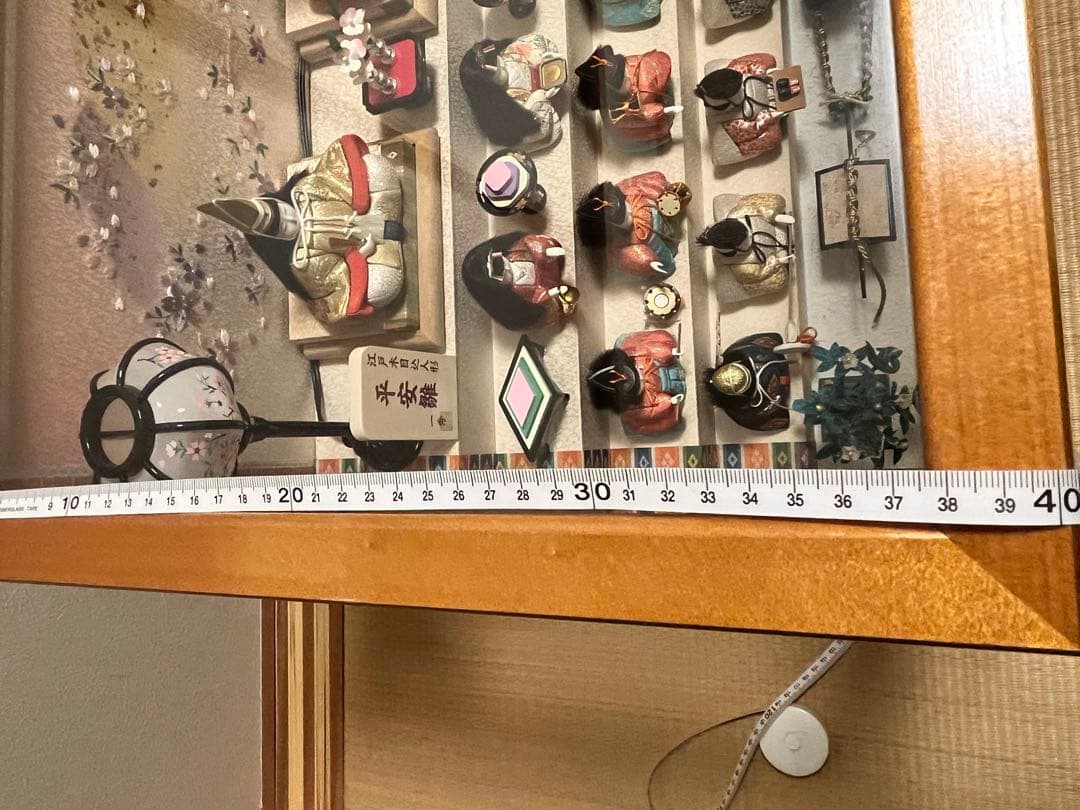 本日発送【一秀作 江戸木目込人形 平安雛 15人飾り ガラスケース付 美品】