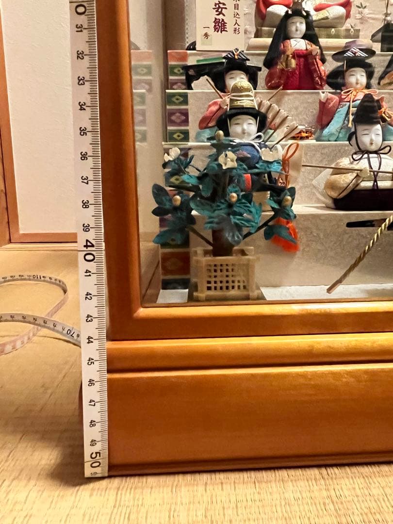本日発送【一秀作 江戸木目込人形 平安雛 15人飾り ガラスケース付 美品】