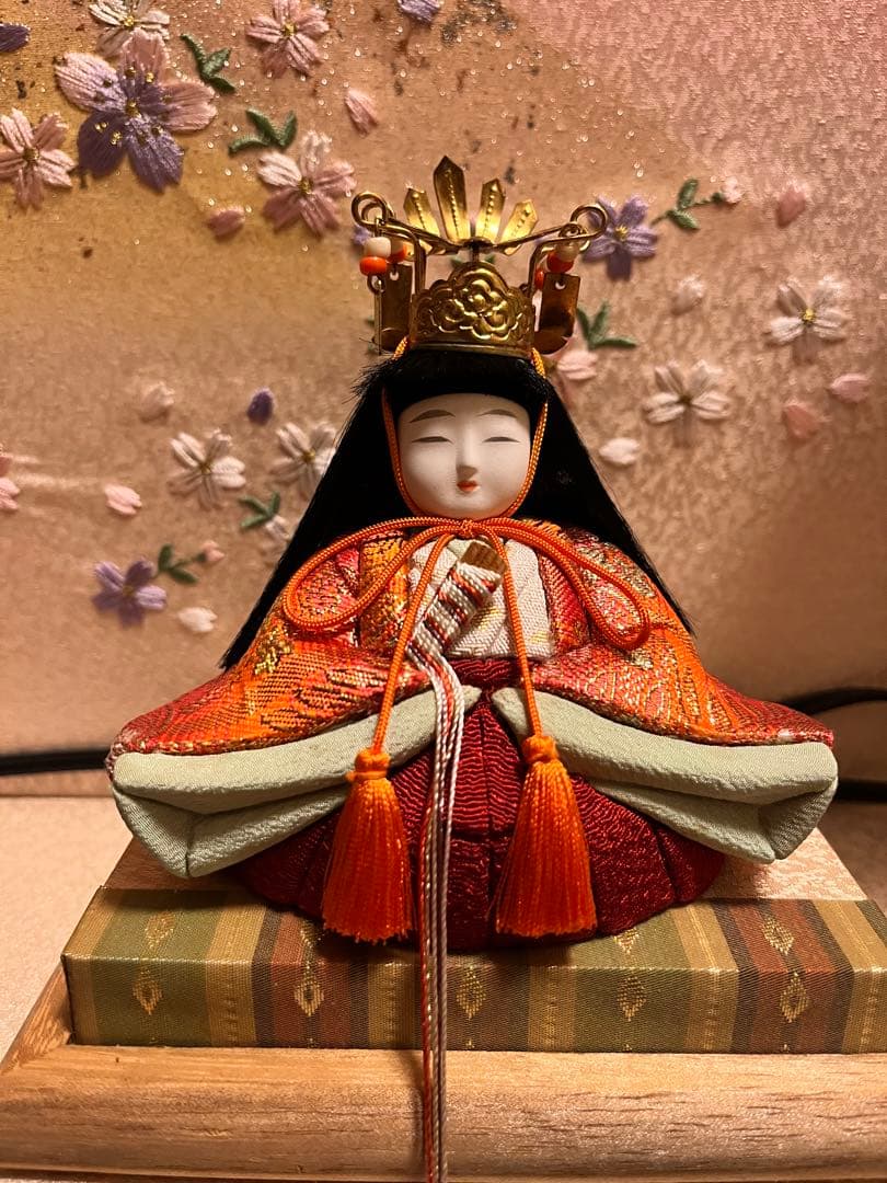 本日発送【一秀作 江戸木目込人形 平安雛 15人飾り ガラスケース付 美品】