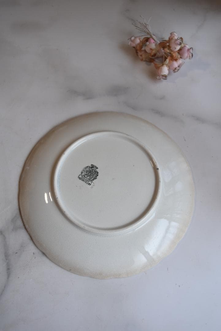 2枚組バドンヴィレー　花レリーフいっぱい　さくらんぼうの皿　フランスアンティーク