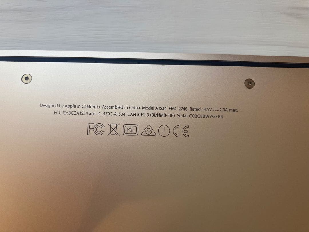 【ジャンク】Apple MacBook 12インチ ローズゴールド A1534