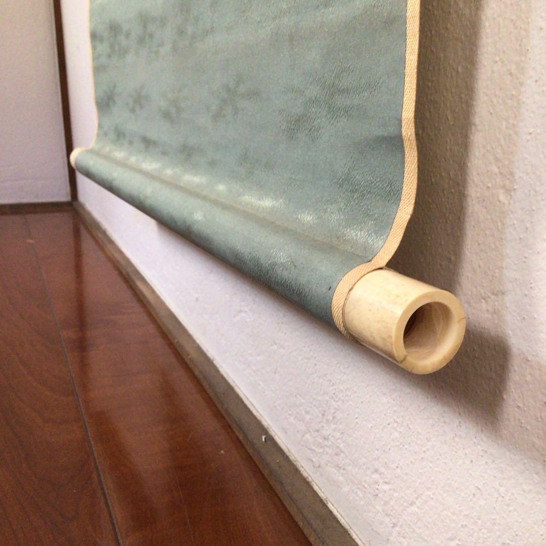 No3385 掛軸　松本石渓　秋景山水画賛　着色絹本　中国美術　古画　送料無料