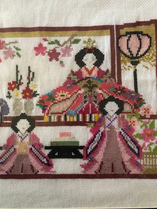 ひな祭り　クロスステッチ完成品