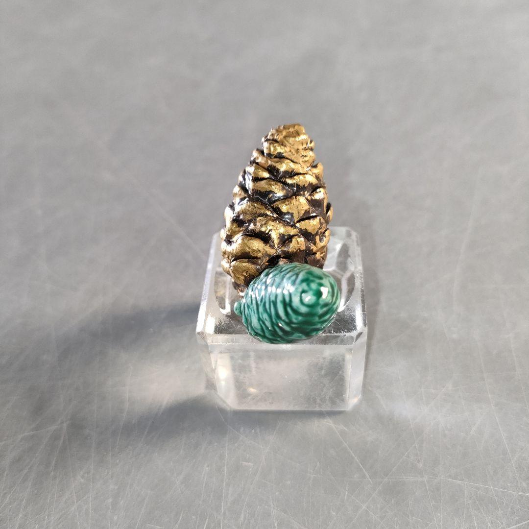 A1267-9/平安雲泉 造/金彩松笠箸置5客/共箱/和食器/懐石道具/