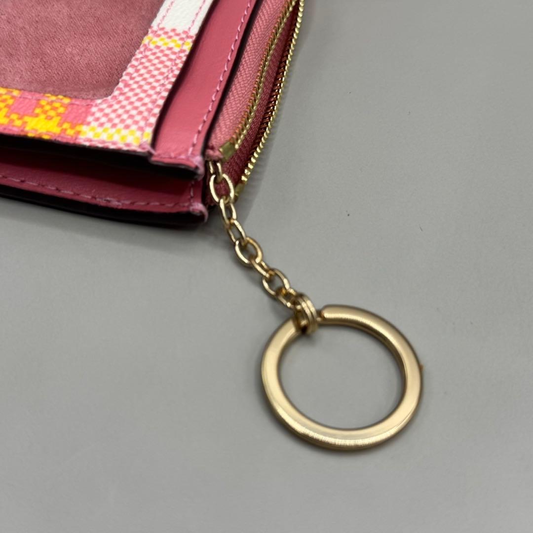 財布・ケース・小物入れ Coach Check Pink Coin Case with Key Ring