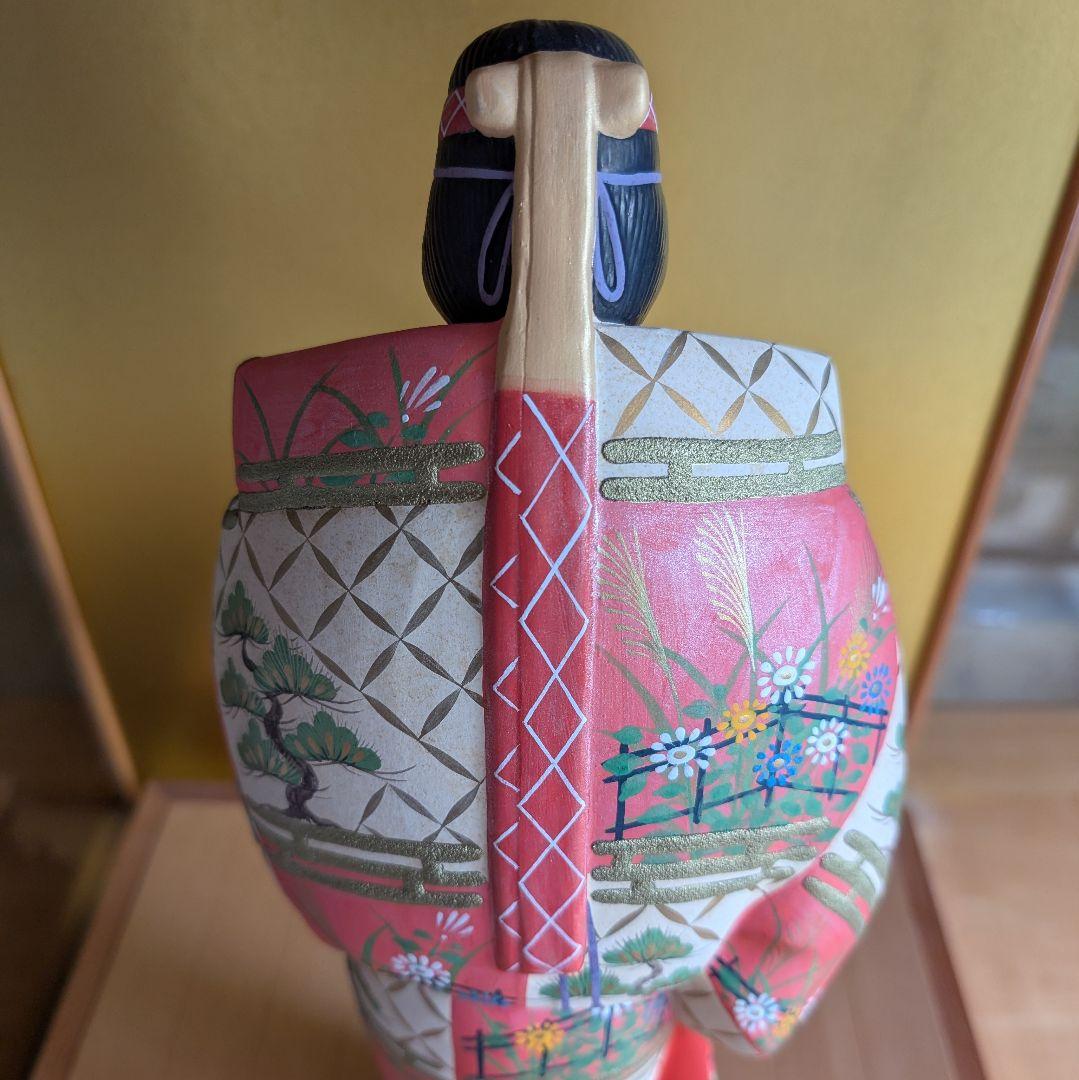 美品 【伝統工芸士 白石一敏作】博多人形『熊野 舞』 ガラスケース付き