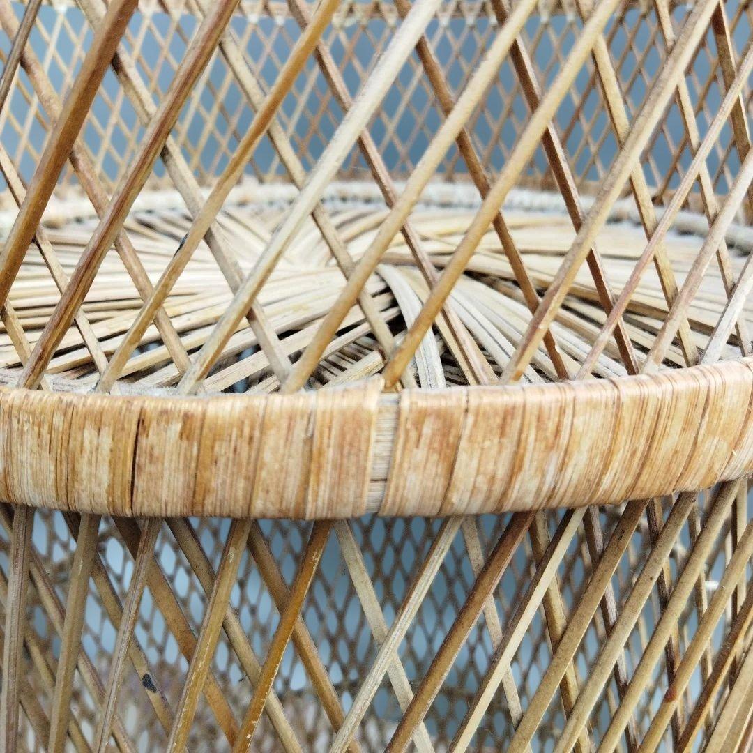 天然素材 円筒形バスケット プランターカバー　格子編み