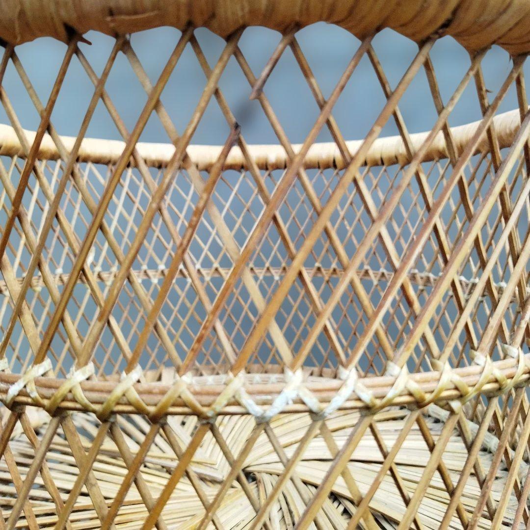 天然素材 円筒形バスケット プランターカバー　格子編み