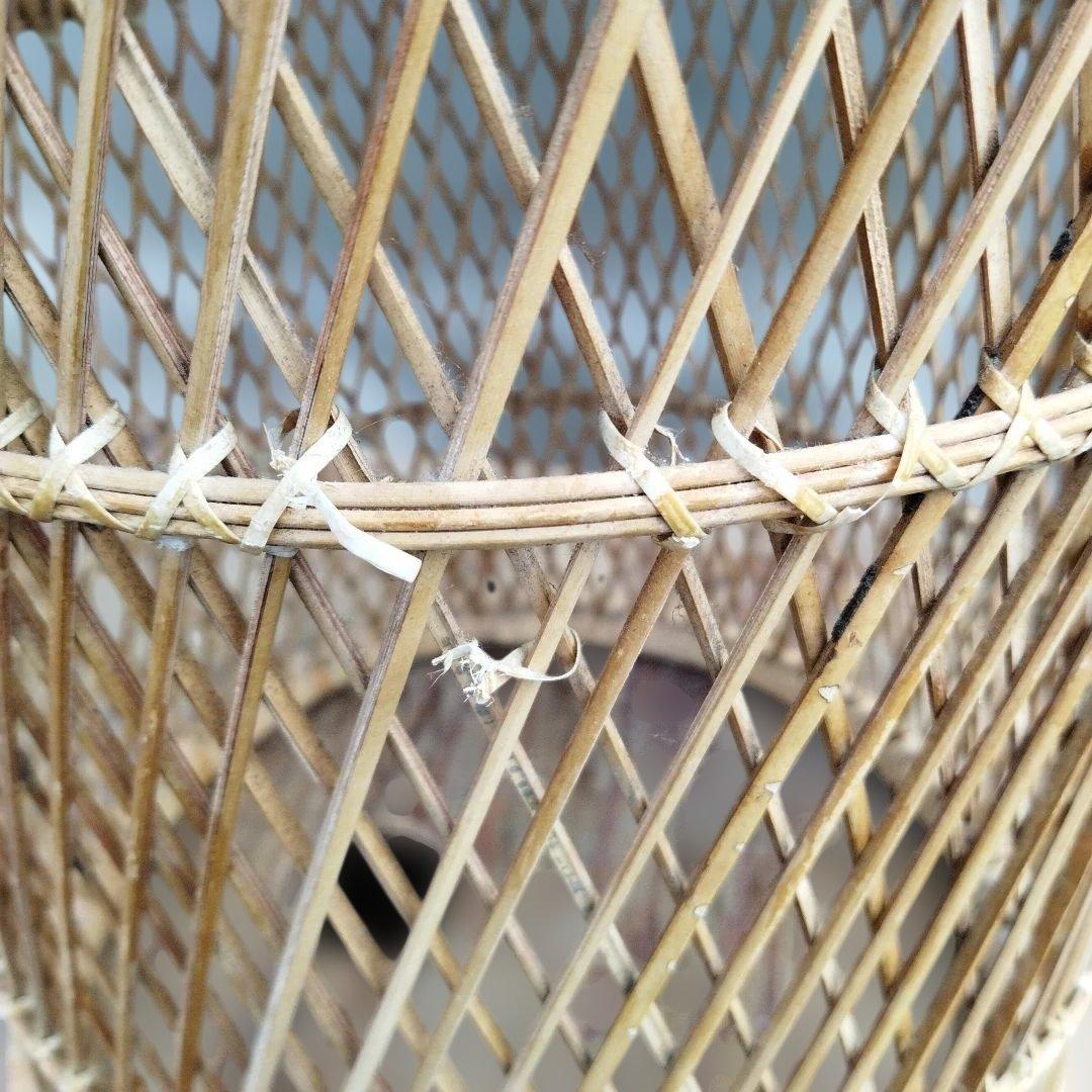 天然素材 円筒形バスケット プランターカバー　格子編み