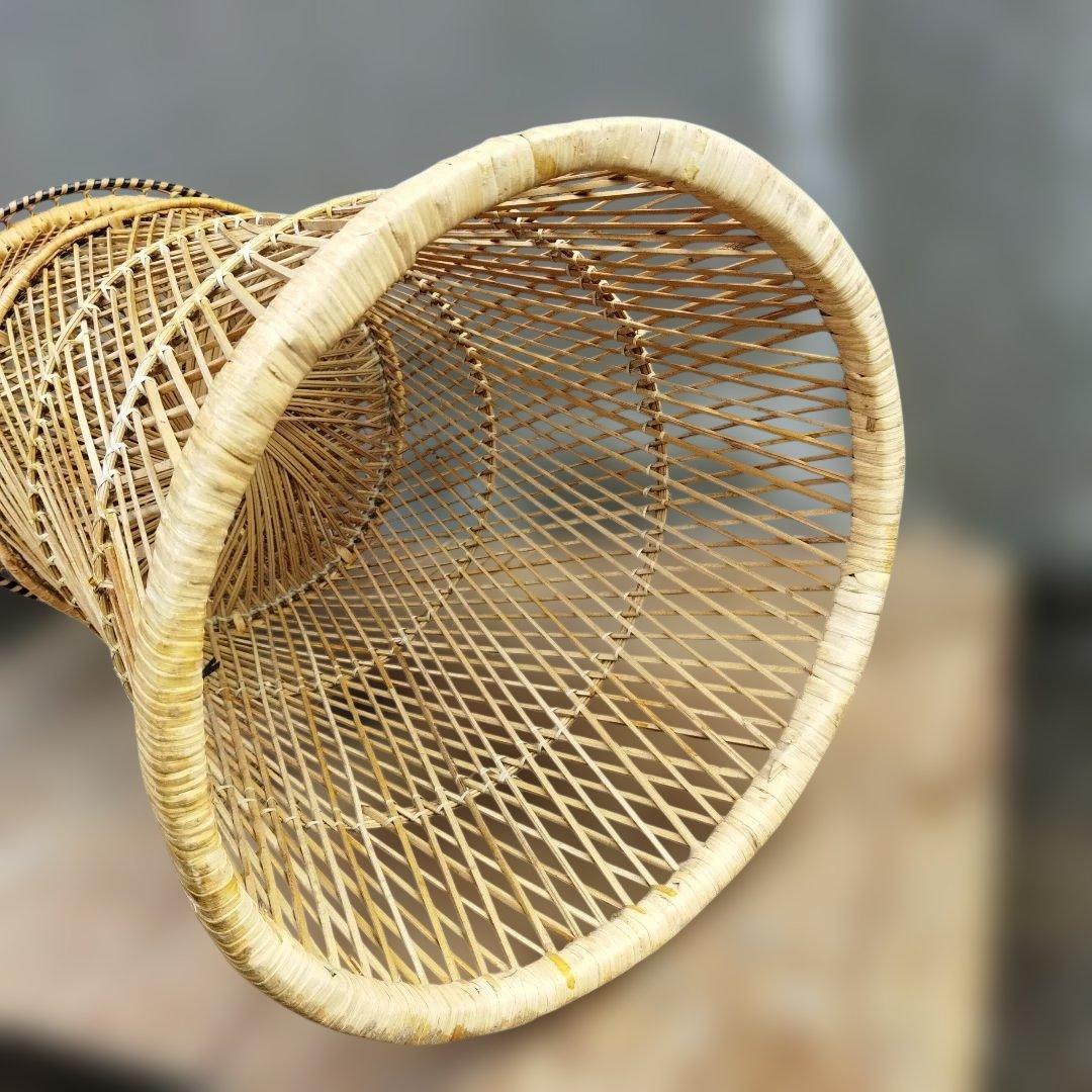 天然素材 円筒形バスケット プランターカバー　格子編み