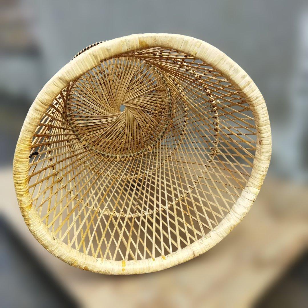 天然素材 円筒形バスケット プランターカバー　格子編み