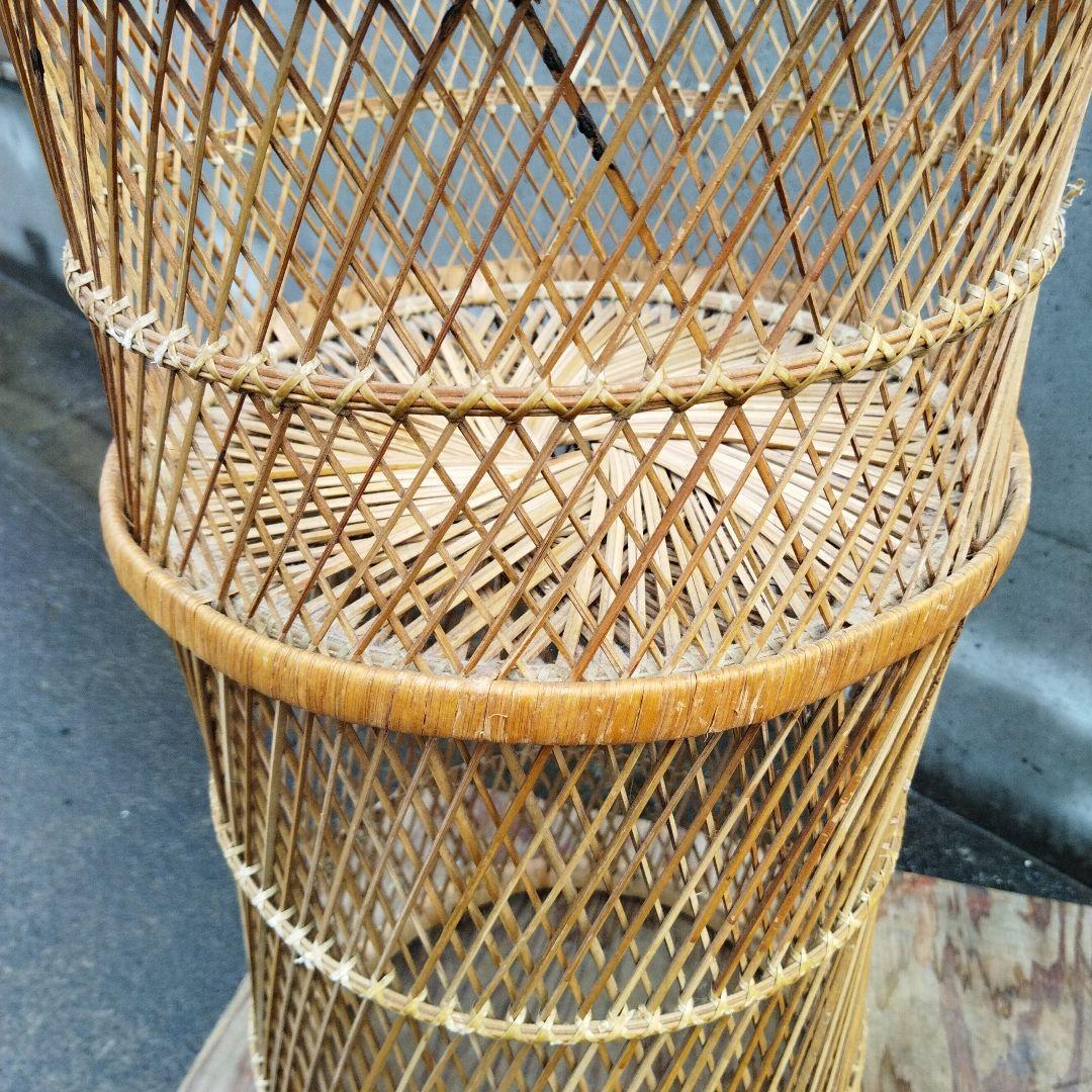 天然素材 円筒形バスケット プランターカバー　格子編み