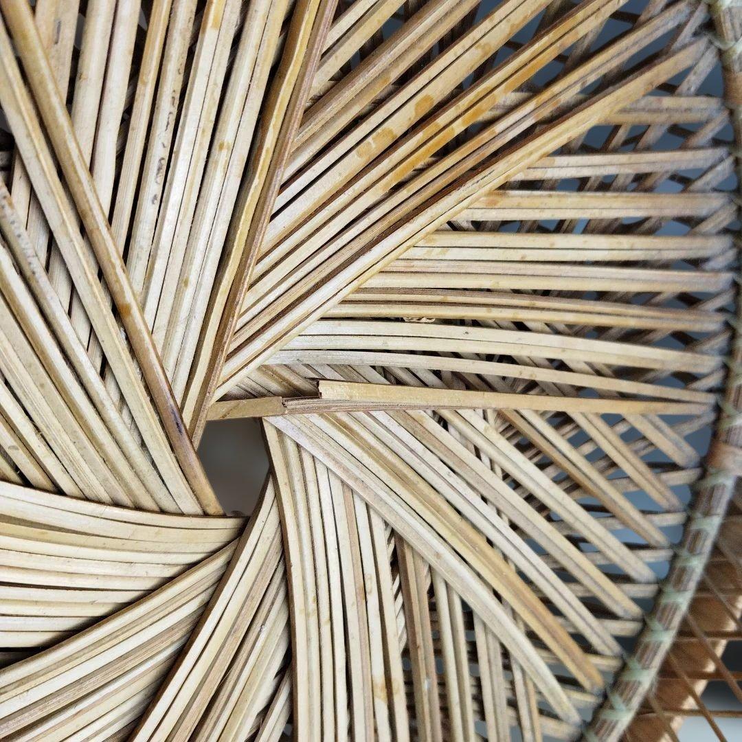 天然素材 円筒形バスケット プランターカバー　格子編み