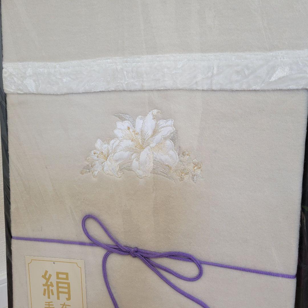 シルク毛布 絹毛布 シルク100% シングル花刺繍付き