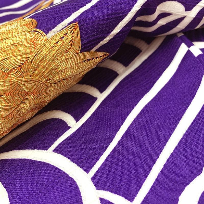 602ag41■七五三 七歳 女児 着物&丸帯&長襦袢 金駒刺繍 鶴■状態良好