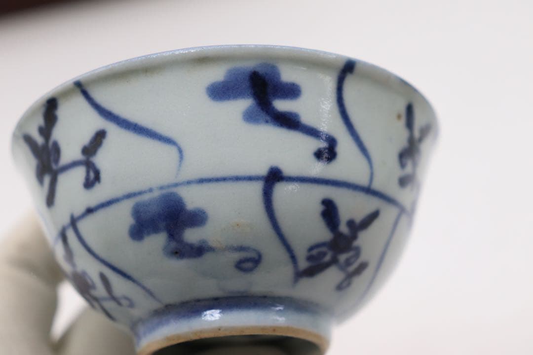 中国　清時代中期　染付湯呑み7点　中国茶器　木箱入　送料込み0515