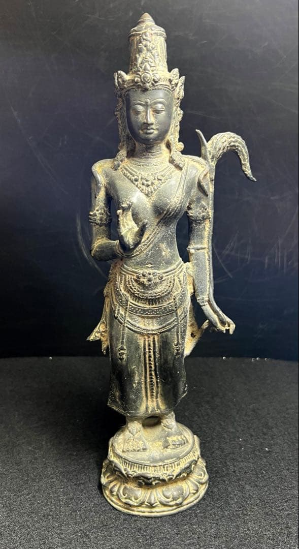 古銅チベット仏　930g/高さ約31㎝　東Y8-0306②トヒチカ