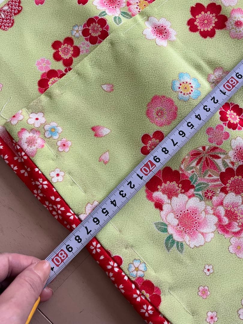 七五三 3歳女の子用被布 赤に花柄