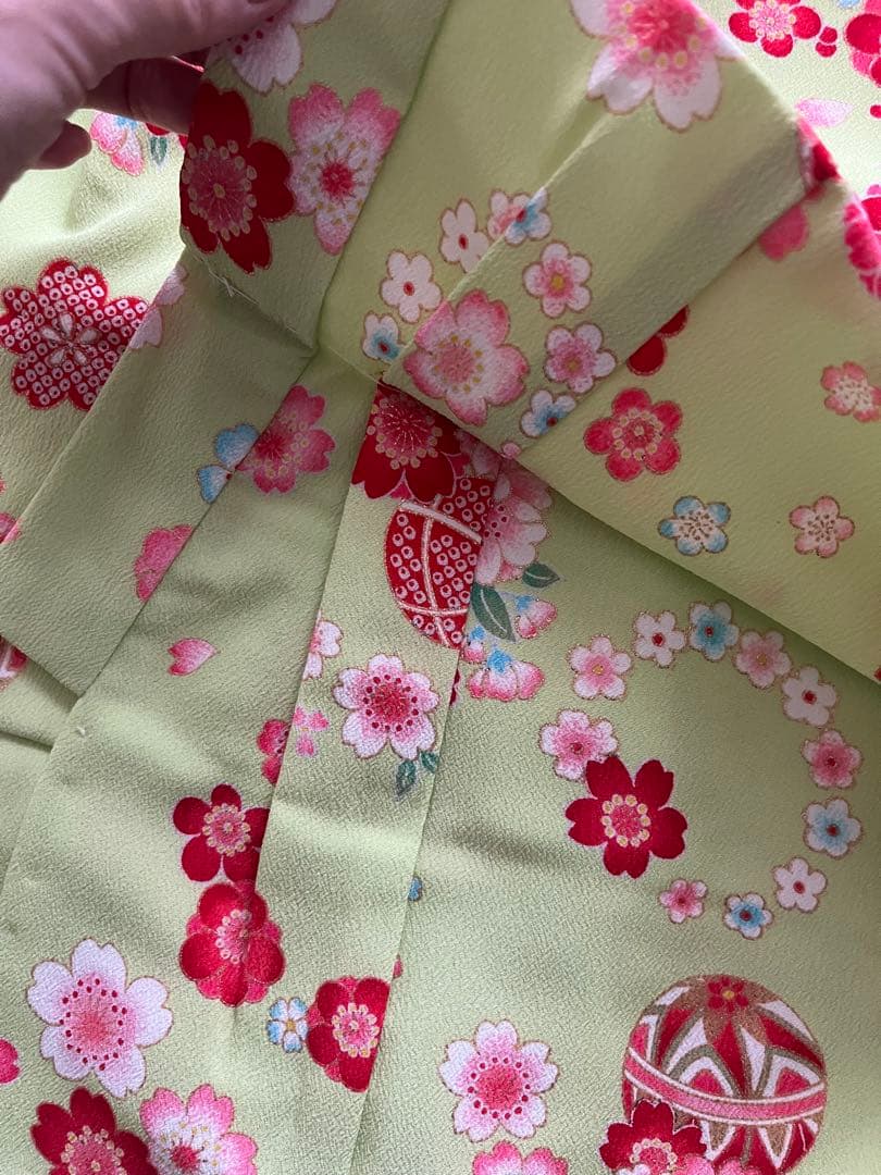 七五三 3歳女の子用被布 赤に花柄