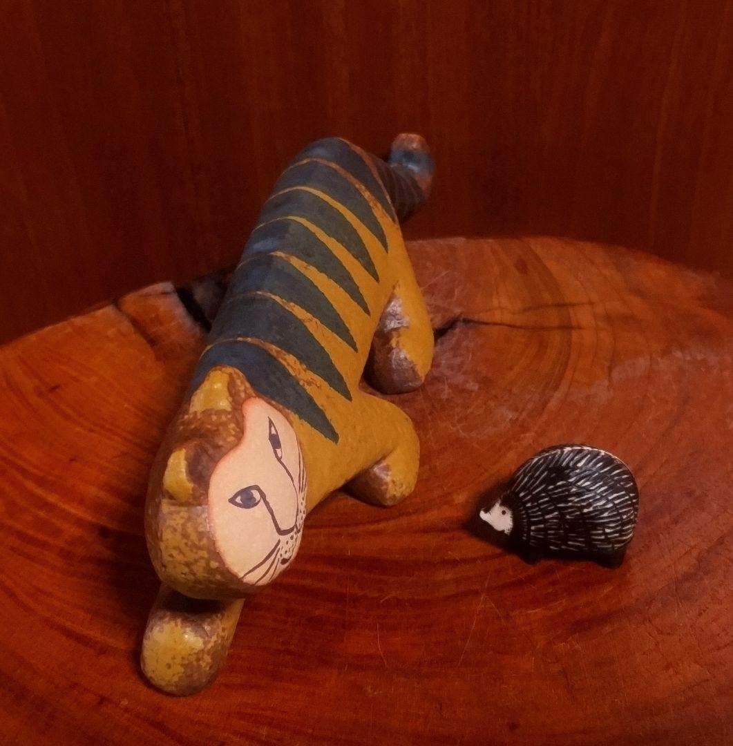 リサラーソン タイガー＆ハリネズミガチャ ２点セット 北欧 美品