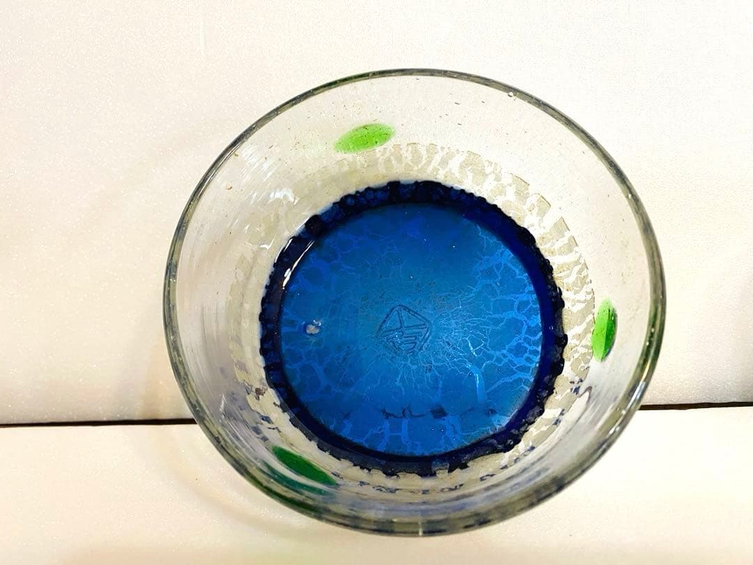 琉球ガラス　稲嶺盛吉ペアグラス・器　刻印あり