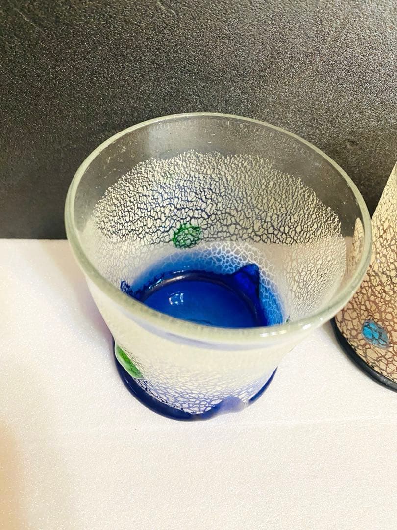 琉球ガラス　稲嶺盛吉ペアグラス・器　刻印あり