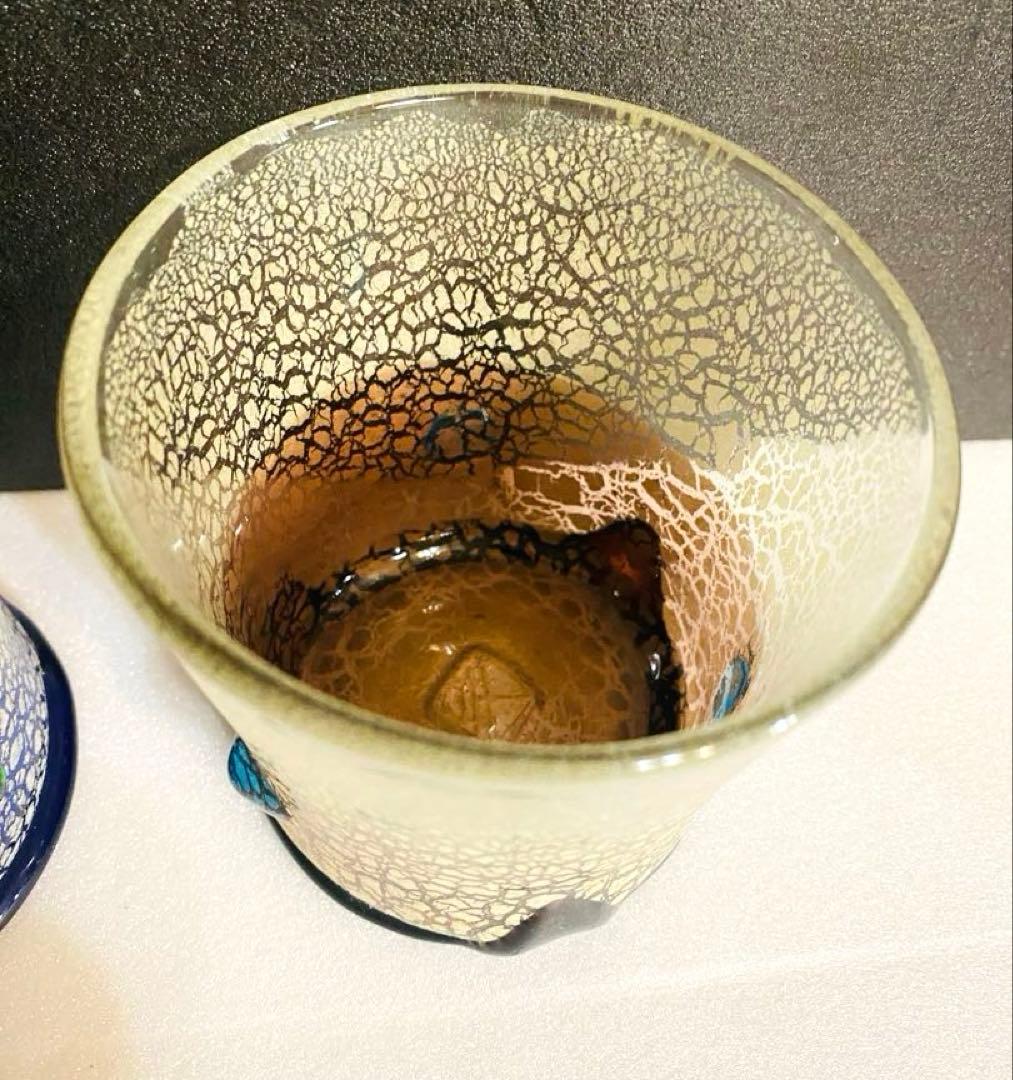 琉球ガラス　稲嶺盛吉ペアグラス・器　刻印あり