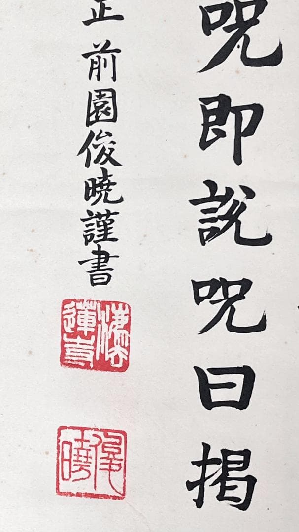掛軸 法蓮寺住職 前園俊暁書『般若心経寶軸』紙本 肉筆 共箱付 R2310601