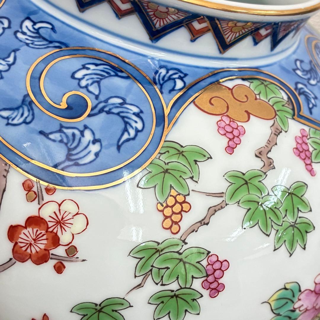 【有田焼】弥左衛門窯 8寸明型花瓶 波割花鳥 花器