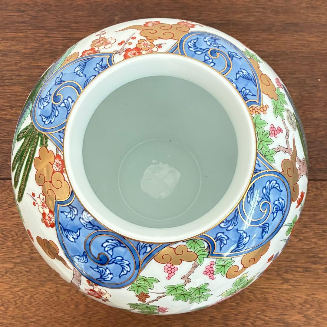 【有田焼】弥左衛門窯 8寸明型花瓶 波割花鳥 花器