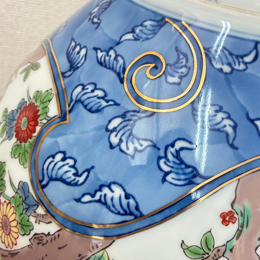 【有田焼】弥左衛門窯 8寸明型花瓶 波割花鳥 花器
