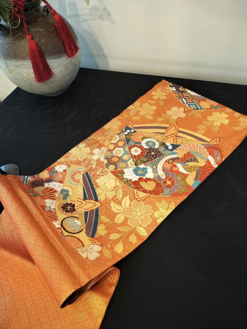 A921★逸品‼️ 豪華刺繍‼️ひな祭り‼️袋帯正絹テーブルランナー2m15cm