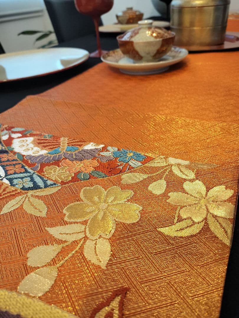 A921★逸品‼️ 豪華刺繍‼️ひな祭り‼️袋帯正絹テーブルランナー2m15cm